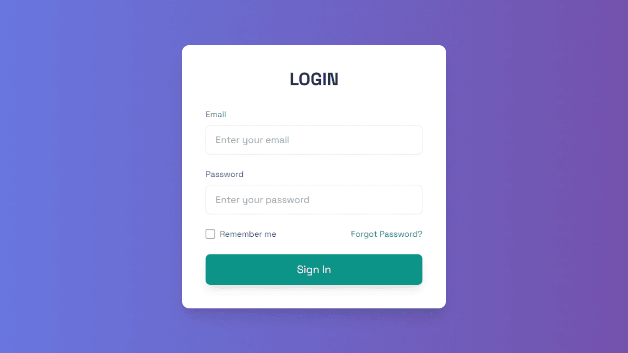 Animated login form built with Tailwind CSS and GSAP