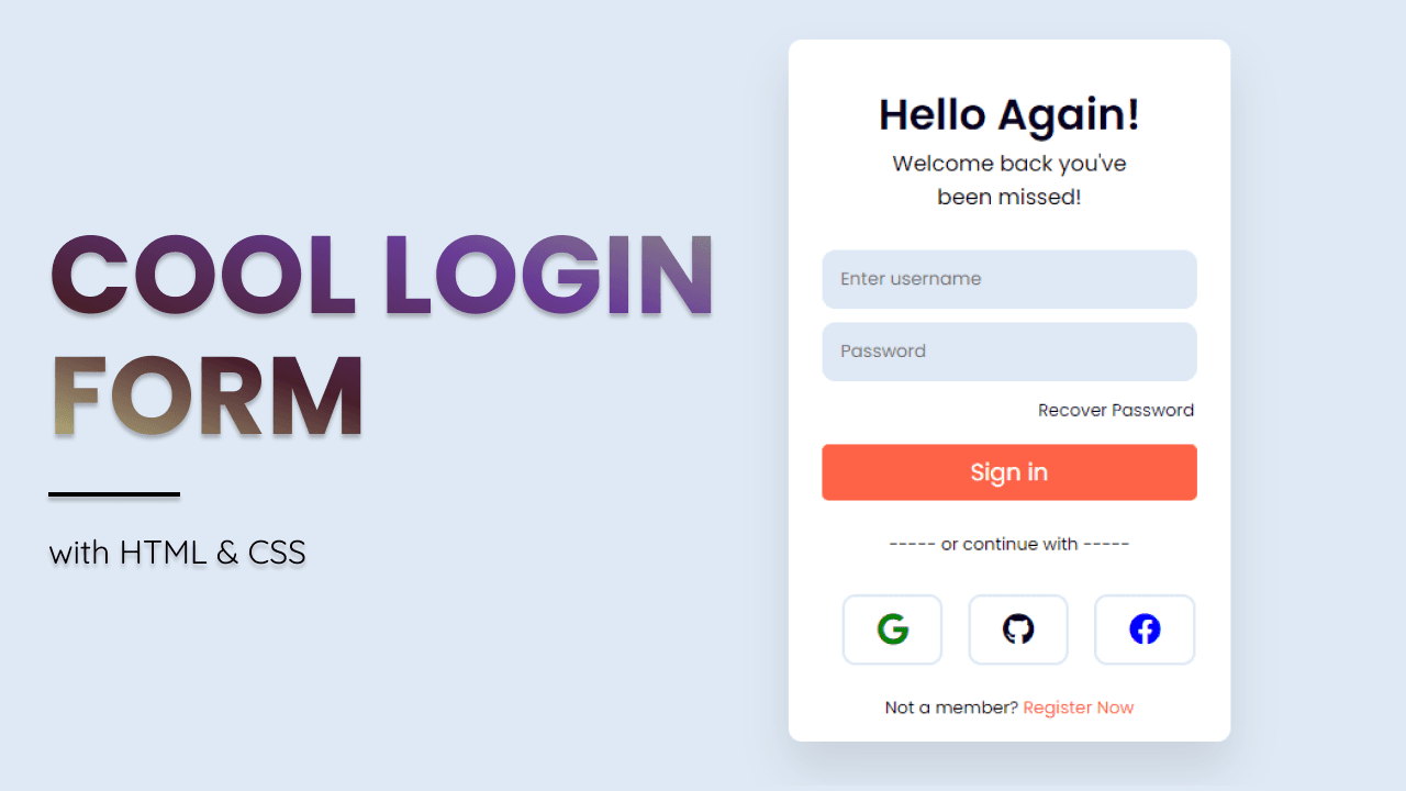 Stylish login form with modern input styling