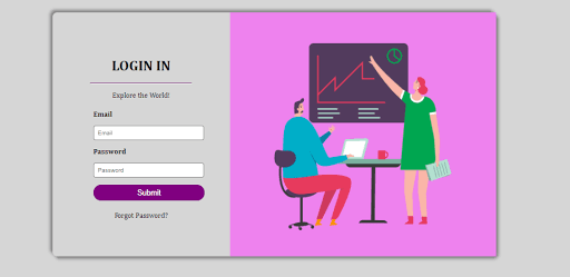 Full-page login layout with responsive design