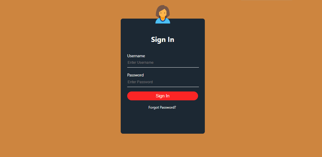 Clean sign-in form with input styling and validation